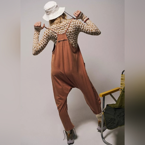 OFFER New Free People FP Movement Hot Shot Onesie XS Jumpsuit Red Earth Romper - Picture 2 of 15